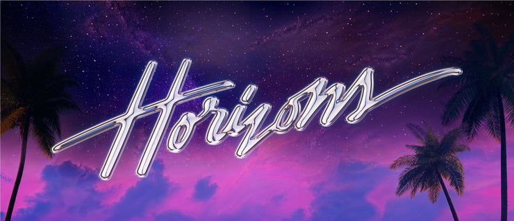 The word Horizon across a blue and purple background